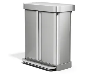 Simplehuman 58 l (34/24) kartáčovaná ocel, FPP / Pedálový odpadkový koš na tříděný odpad / 34 l + 24 l
