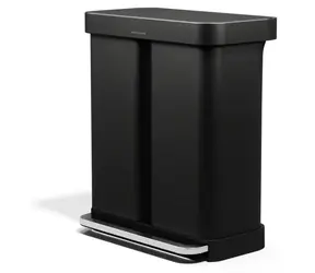 Simplehuman 58 l (34/24) matná černá ocel / Pedálový odpadkový koš na tříděný odpad / 34 l + 24 l