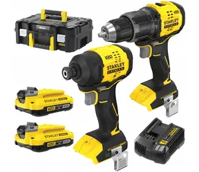 Stanley V20 SFMCK201D2T / Sada aku nářadí / vrtačka SFMCD716 / rázový utahovák SFMCF811 / 2x18V / 2x 2,0Ah
