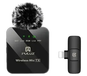 Puluz Klopový mikrofon Lightning černá / Klopový mikrofon / bezdrátový / 2,4 GHz / dosah 20 m
