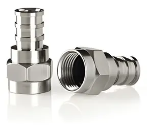 Nedis F konektor přímý 5,5 mm stříbrná / Konektor / Zástrčka / poniklovaný / 75 Ohm / krimpovací / 2 ks
