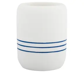 MSV PACCO kelímek na zubní kartáčky bílý s modrými pruhy / polyresin
