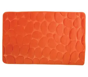 MSV PEBBLES koupelnová předložka 40 x 60 cm oranžová / polyester, PU pěna / protiskluzová