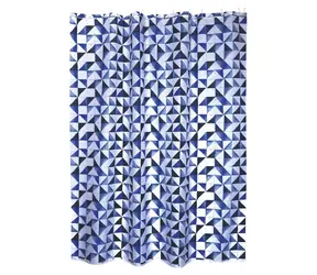 MSV CALULA sprchový závěs motiv trojúhelníků modrý / 180 x 200 cm / polyester, s kroužky