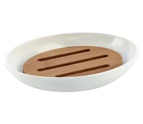 MSV OSLO mýdlenka bílá / plast / bambus
