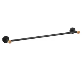 MSV IANA nástěnný držák na ručníky černý / ocel / bambus / 65,2 cm