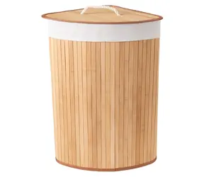 COMPACTOR Koš na prádlo Bamboo - rohový přírodní / 40 L / 35 x 35 x v60 cm / bambus