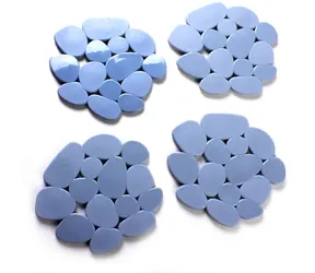 MSV GALETS sada 4 protiskluzových podložek ve tvaru oblázků šedá / PVC / 12 x 13 cm