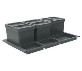 ELLETIPI Vestavný odpadkový koš METROPOLIS 12+12+12 L / Do zásuvky / Víko Flip-up / Filtr proti zápachu