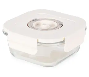 Compactor ASPIFRESH S / Skleněná vakuová dóza na potraviny / 525 ml / 13,2 x 13,2 x 5,5 cm