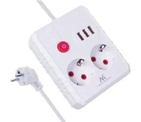 Maclean MCE388 W bílá / Prodlužovací kabel / 2x zásuvka / 3 m