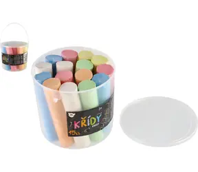 TEDDIES Barevné chodníkové křídy v kyblíku / 15 ks / kulaté / kyblík s ouškem