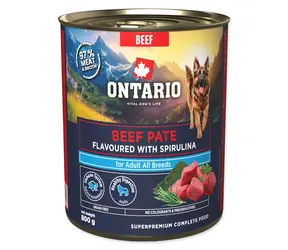 Ontario Adult hovězí paté se spirulinou 800 g / Konzerva pro psy / superprémiová / 97 % masa a vývaru