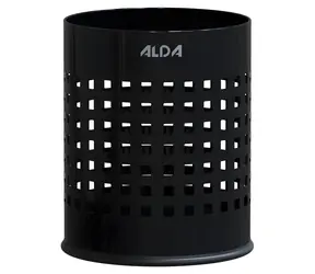 Alda Officer černá / Odpadkový koš / 7 l / lakovaná ocel / děrovaný design