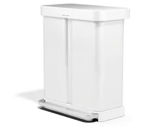 Simplehuman 58 l (34/24) bílá ocel / Pedálový odpadkový koš na tříděný odpad / 34 l + 24 l