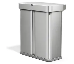Simplehuman DUAL SENSOR nerez / Odpadkový koš / Bezdotykový / Hlasové a pohybové ovládání / 58 l (34+24 l)