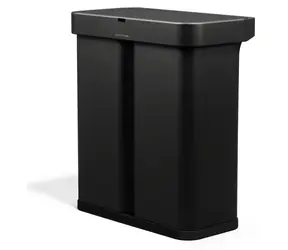 Simplehuman DUAL SENSOR černý / Odpadkový koš / Bezdotykový / Hlasové a pohybové ovládání / 58 l (34+24 l)