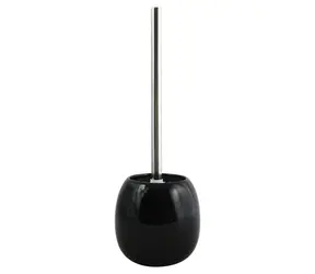 MSV JAVA WC štětka černá / Keramická nádoba / Nerezová rukojeť / 12 x 38,5 cm