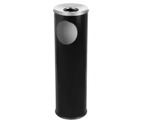ALDA Cigarette Pillar černá / Odpadkový koš s popelníkem / 15 l / Lakovaná ocel / Víko z nerezové oceli