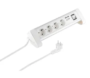Sconn Stolní zásuvková lišta 4x se spínačem bílá / Zásuvková lišta / 230V / 2x USB / Hliník