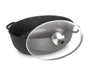 Lamart LT1309 černá / Pekáč / oválný / 8L / 41,5x26,5x13 cm / hliník a sklo