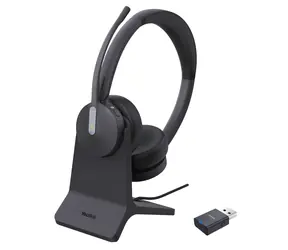 Yealink WH64 Hybrid Dual Teams černá / Sluchátka / mikrofon / DECT & Bluetooth 5.2 / Na uši / nabíjecí stojánek