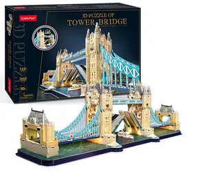 CUBICFUN Puzzle 3D Tower Bridge LED / 222 dílků / od 6 let / Papír / 44,6x33,8x6 cm