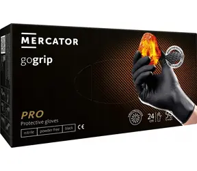 Mercator goGRIP černé / Pracovní rukavice / Nitril / Velikost L / 50 ks