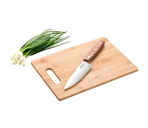 Lamart LT2059 / Krájecí prkénko s nožem / bambus, ořech, nerez / 30x22 cm / nůž 15 cm