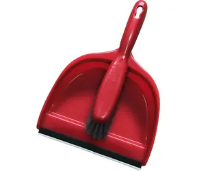 LAMART Clean Smetáček a lopatka červená / Plast s gumovým lemem / syntetické štětiny / 31 x 22,5 x 10 cm