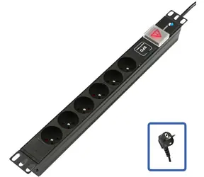 Lanview Logon TUPS047 / PDU / 19" 1U / 6x French / vypínač / přepěťová ochrana
