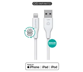 eSTUFF INFINITE (GRS) bílá (ES601270-BULK) / Lightning kabel / USB-A / 2 m / MFI