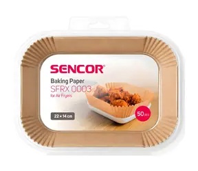 SENCOR SFRX 0003 / Pečicí papír pro horkovzdušnou fritézu / 22 x 14 cm / 50 ks