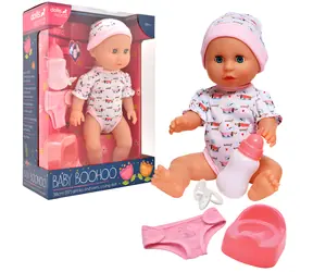 DOLLS WORLD Panenka miminko Baby Boohoo / 38 cm / Pije, čůrá a pláče / S příslušenstvím pro krmení