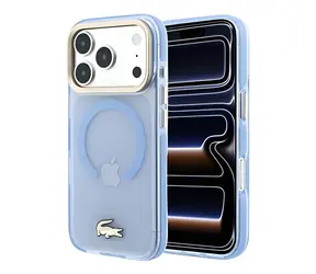 Lacoste IML Shockproof Petit Pique Gold Logo modrá / Kryt / MagSafe / iPhone 18 Pro Max