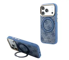 Guess PU 4G Ring Stand kryt iPhone 18 Pro Max modrá / Zadní kryt / MagSafe / Apple iPhone 18 Pro Max