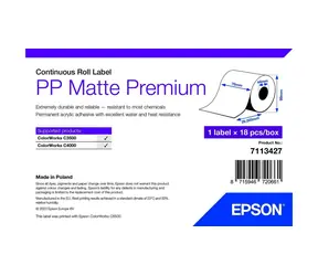 Epson Premium Matte Label 76 mm x 29 m / Etikety / Kontinuální role / bílá / voděodolné