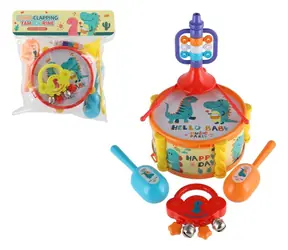 TEDDIES Sada hudebních nástrojů s dinosaurem / 5 ks / 2 barvy / plast / 3m+