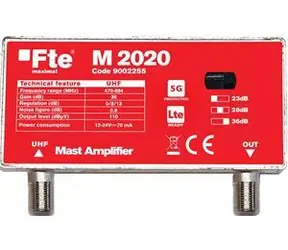 FTE M2020 / Zesilovač / 5G/LTE filtr / 36 dB zesílení