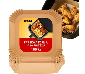 TESLA QB2058 / Papírová forma pro horkovzdušnou fritézu / 20 x 20 cm / 100 ks