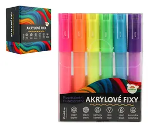 TEDDIES Akrylové fixy fluorescentní 6 ks / Fixy / Blistr / 14+