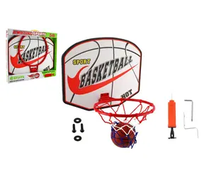TEDDIES Basketbalový koš / Dřevěná deska / Míč s pumpičkou / od 3 let
