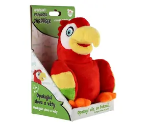 TEDDIES Papoušek Jaroušek / Plyšová interaktivní hračka / opakuje věty / 16 cm / na baterie / od 3 let