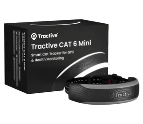 Tractive CAT 6 Mini černá / GPS obojek pro kočky / Živé sledování polohy / Monitoring zdraví / Výdrž baterie až 7 dní