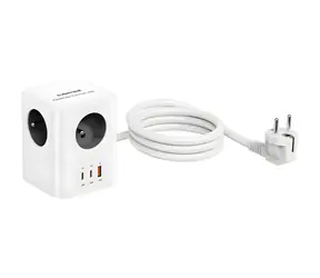 Cubenest PowerCube USB PD 30W šedá / Prodlužovací přívod / 4x zásuvka / 230V / 1,5 m