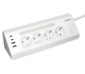 Huslog nabíjecí stanice 15W bílá / Nabíjecí stanice / 4x zásuvka 230V / 2x USB-C / 2x USB-A / LED lampička