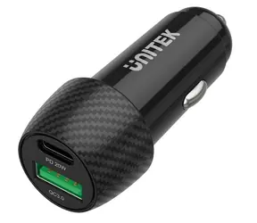 Unitek Autonabíječka USB-A + USB-C 38W černá / Autonabíječka / QC 3.0 / 2 porty