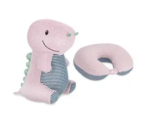 Spokey CUDDLY / Dětský cestovní polštářek a plyšová hračka 2v1 / Motiv hrošík