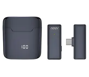 Bezdrátový mikrofon s nabíjecím pouzdrem černá / Mikrofon / USB-C konektor