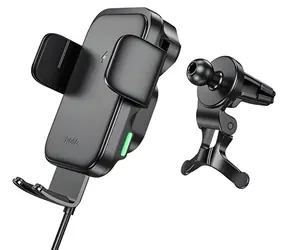 HOCO HW10 černá / Držák do auta / do mřížky ventilace / bezdrátové nabíjení 15W